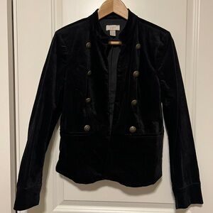 LOFT Black Velvet Blazer with Gold Buttons